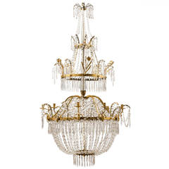 Magnificent Scandinavian Crystal and Gilt Bronze Ten-Light Chandelier, 1800