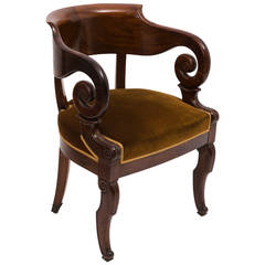 French Louis Philippe Mahogany Tub Back Desk Chair, circa 1860