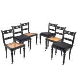 Set of 6 Anglo-Celaynese Regency Ebony Dining Chairs