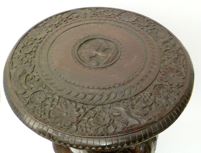 Indian Carved Elephant Base Table 1
