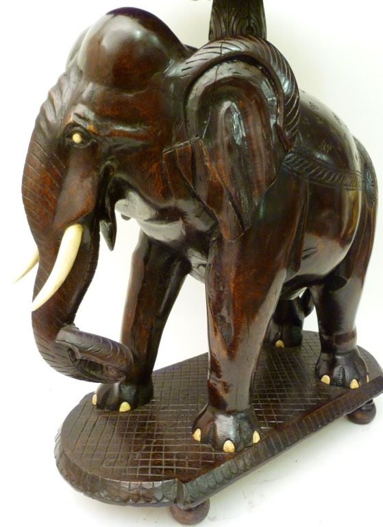 Indian Carved Elephant Base Table 2