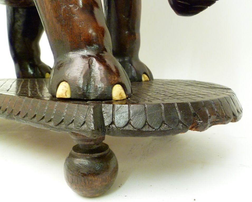 Indian Carved Elephant Base Table 3