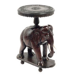 Indian Carved Elephant Base Table