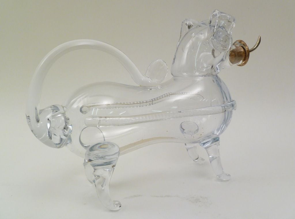 English Asprey & Co Novelty Glass Dog Decanter