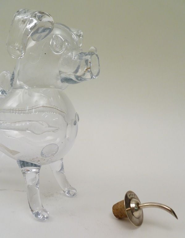 Asprey & Co Novelty Glass Dog Decanter In Good Condition In London, GB