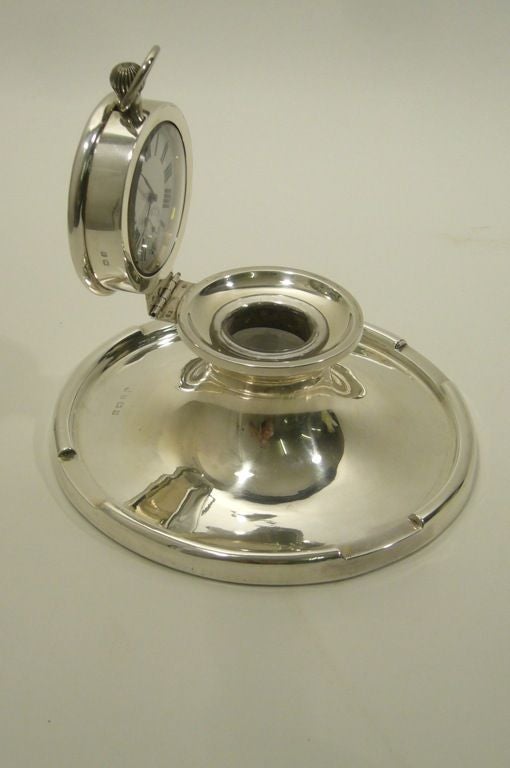 Captain's Silver Clock Inkwell 1