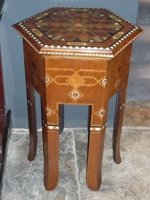 An Unusual Hexagonal Inlaid Side Table
