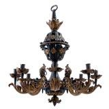 French 8 Light Tole Chandelier