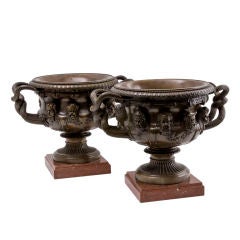 Large Pair of Bronze Warwick Vases