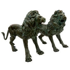 Large Pair of Bronze Chinese Lions