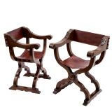Pair of Italian walnut Folding Chairs