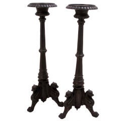 Pair of French Cast Iron Torcheres