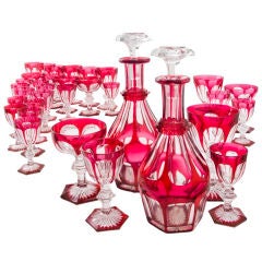 Vintage Baccarat Crystal Suite - In Flashed Red