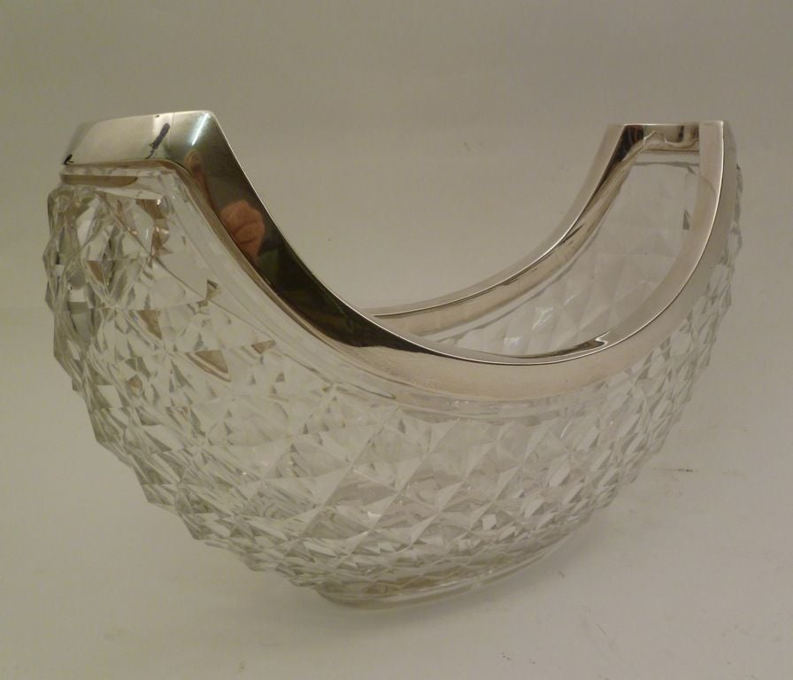 English Victorian Cut Crystal 'Canoe' shaped bowl