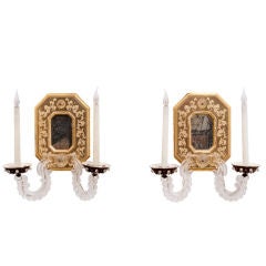 Pair of Giltwood and Lucite Wall Lights