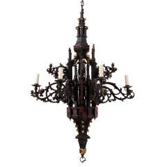 Antique Carved Wood Chandelier