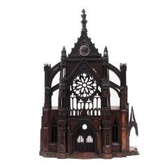 Antique Carved Wood Maquette of a Cathedral