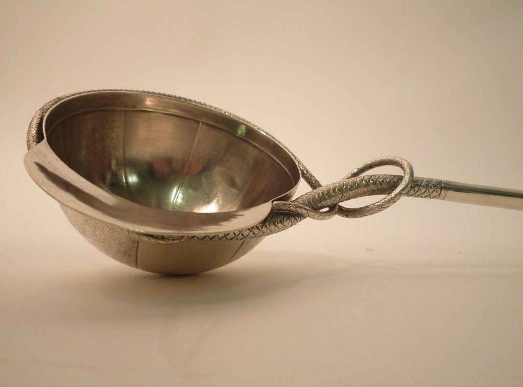 Unusual Silver Punch Ladle- In the Form of a Riding Crop and Cap 1