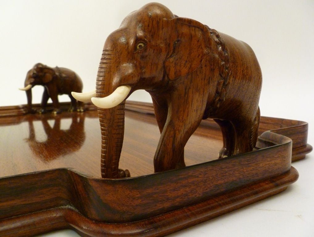 Anglo-Indian Teak 'Elephant' Tray 1