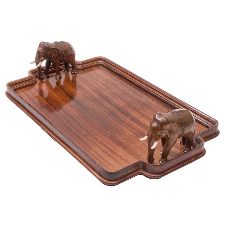 Anglo-Indian Teak 'Elephant' Tray