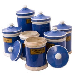Set of 7 English Porcelain Apothecary Jars