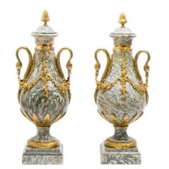 Pair of Marble Cassolettes with Ormolu Mounts