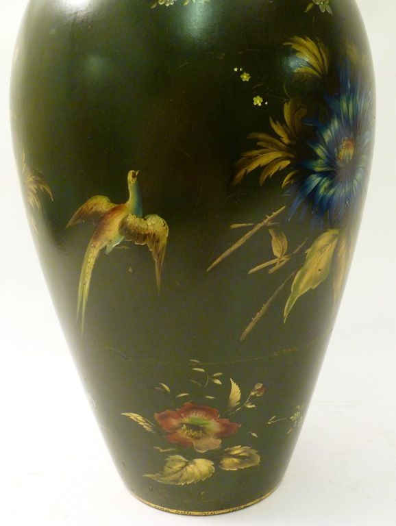 19th Century Harlequin Pair of Papier Mâché Vases by Jennens & Bettridge