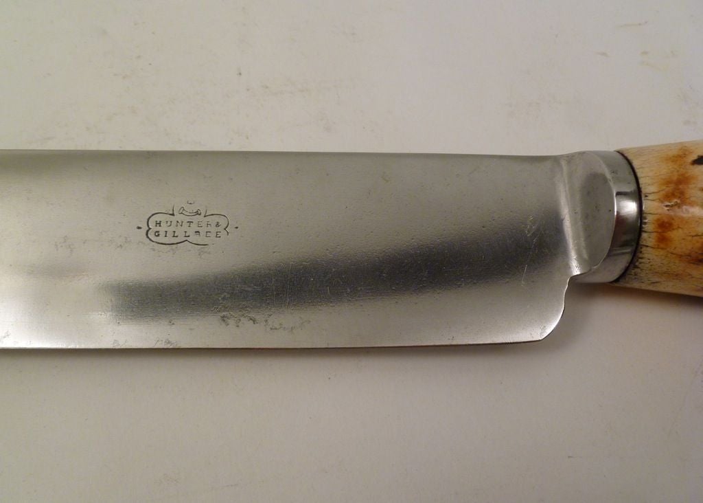 English Overscale Carving Knife and Fork with Antler Handles