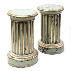 Pair of Painted Column Pedestals