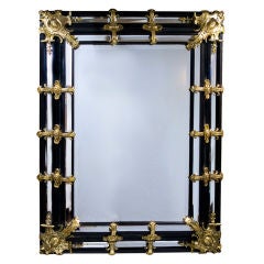 Monumental Baroque-Style Mirror with Gilt Gesso Strapwork