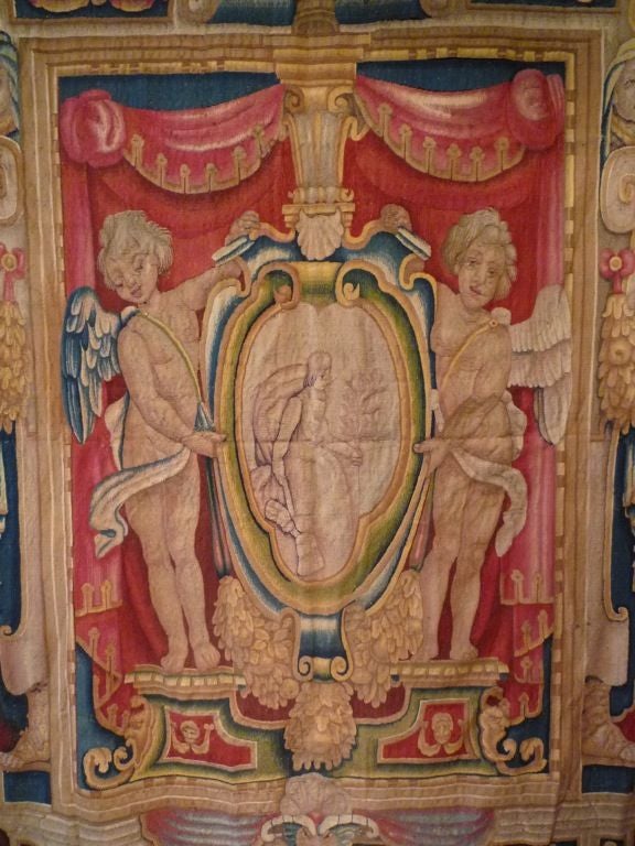 18th Century and Earlier A Pair of Baroque Armorial Tapestries