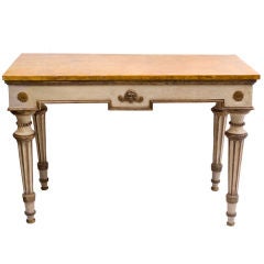 Antique Neo-Classical Parcel Gilt & Cream Painted Console Table