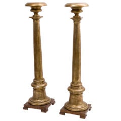 A Pair of Giltwood Doric Column Pedestals