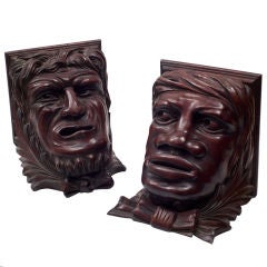 An Interesting Pair of Victorian Carved Mahogany Corbels