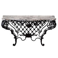 Large Louis XV Style Wrought Iron Console Table