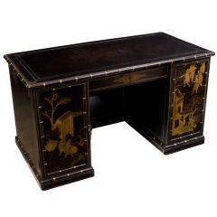 Chinoiserie Laquered Napoleon III Mahogany Desk
