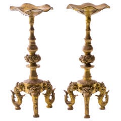 Antique Fine Chinese Bronze Pricket Sticks