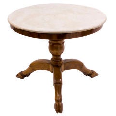 Antique Italian Walnut Low Table with Marble Top