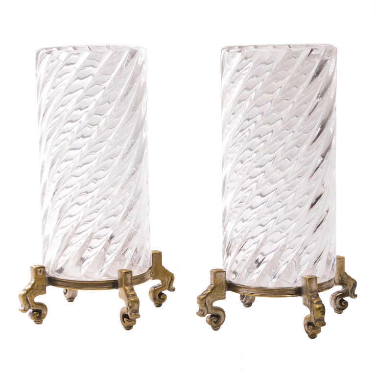Elegant Baccarat Swirled Glass Vases
