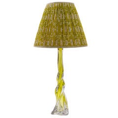 Crystal and Lime Green Glass Val St. Lambert Lamp