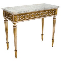 Italian Neo-Classical Carved Wood Console with Marble Top