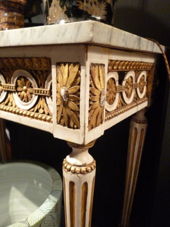 Italian Neo-Classical Carved Wood Console with Marble Top