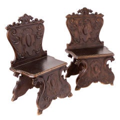 Fine Pair of Baroque Hall Chairs