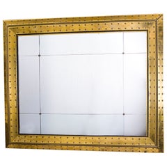 Imposing Brass Studded Art Deco Mirror