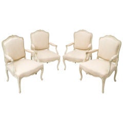 Set of Four Painted Louis XV Style Armchairs