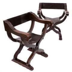 Pair of Tuscan Walnut Folding Chairs