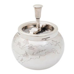 Interesting "Lake Como" Engraved Silver Ashtray