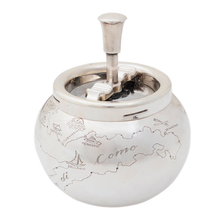 interesting quot lake como quot engraved silver ashtray at 1stdibs interesting quot lake como quot engraved silver ashtray at 1stdibs