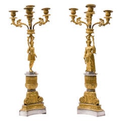 An Unusual Pair of Figural Ormolu Candelabra