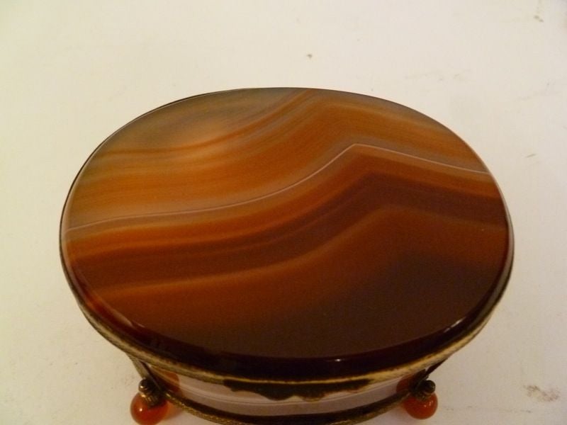 French Oval Agate and Ormolu Casket